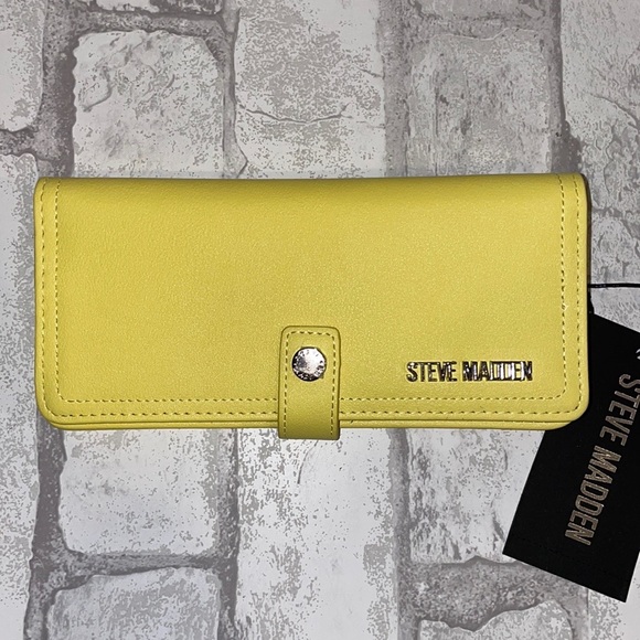 Steve Madden Handbags - Steve Madden Ballen-G Yellow Bifold Flap Wallet NWT